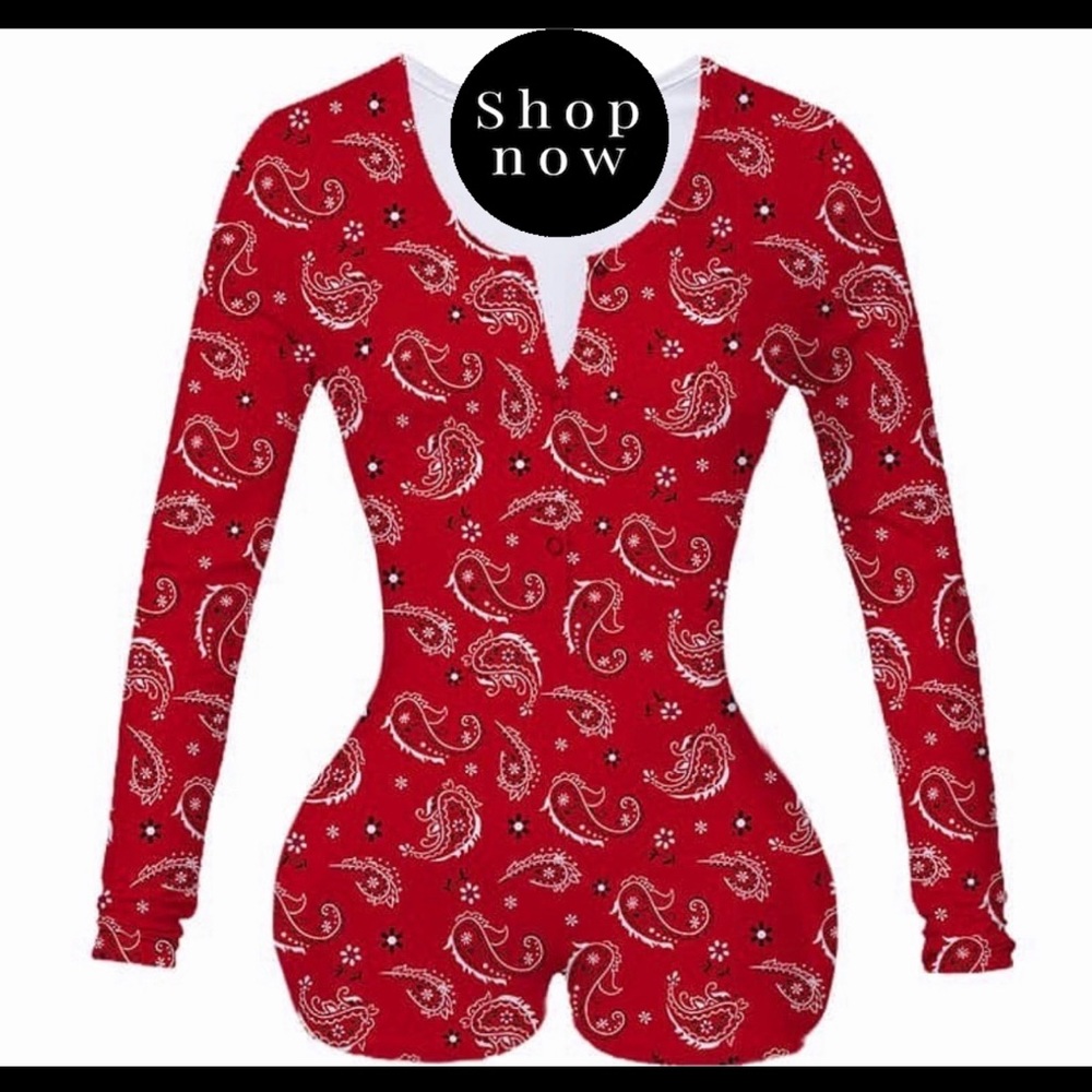 Red Bandana Print Onesie